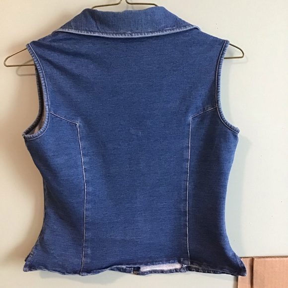 No Boundaries Stretch junior denim Capri Vest Set SZ M/7 Made in Kenya Preowned - Picture 9 of 11